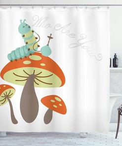 Hookah Smoking Caterpillar Mushroom Alice In Wonderland Character Shower Curtain