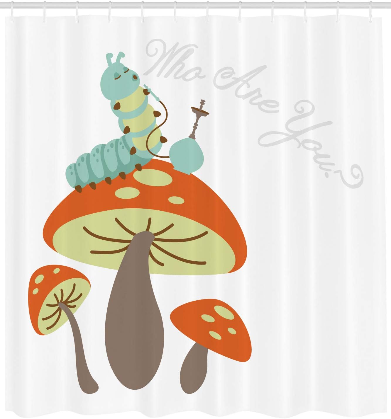 Hookah Smoking Caterpillar Mushroom Alice In Wonderland Character Shower Curtain - Image 2