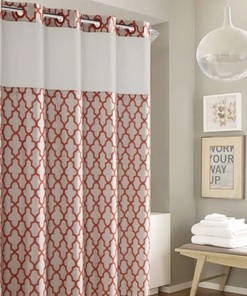 Hookless Monaco Fabric Shower Curtain With Liner For Easy Installation, Water Repellent Fabric