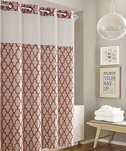 Hookless Monaco Fabric Shower Curtain With Liner For Easy Installation, Water Repellent Fabric
