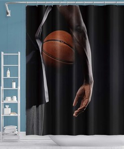 Hoopman Player Basketball Sports Game Shower Curtain for Boy Bathroom Decor Waterproof Fabric