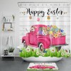 Hop Into Spring Grey Board Pink Truck Rabbit Easter Egg Shower Curtain
