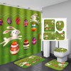 Hopping Rabbit Painted Eggshell Waterproof Shower Curtain For Easter Bathroom Decorr, Fun Fabric Curtain