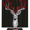 Horned Deer With Peonies Shower Curtain For Bathroom, Fabric And Waterproof