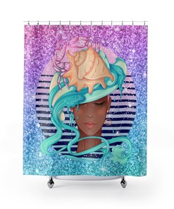 Horoscope Shower Curtain With Cancer African American Girl Design For Unique Bathroom Decor