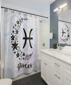 Horoscope Star Sign Gifts for Pisces Birthday Shower Curtain