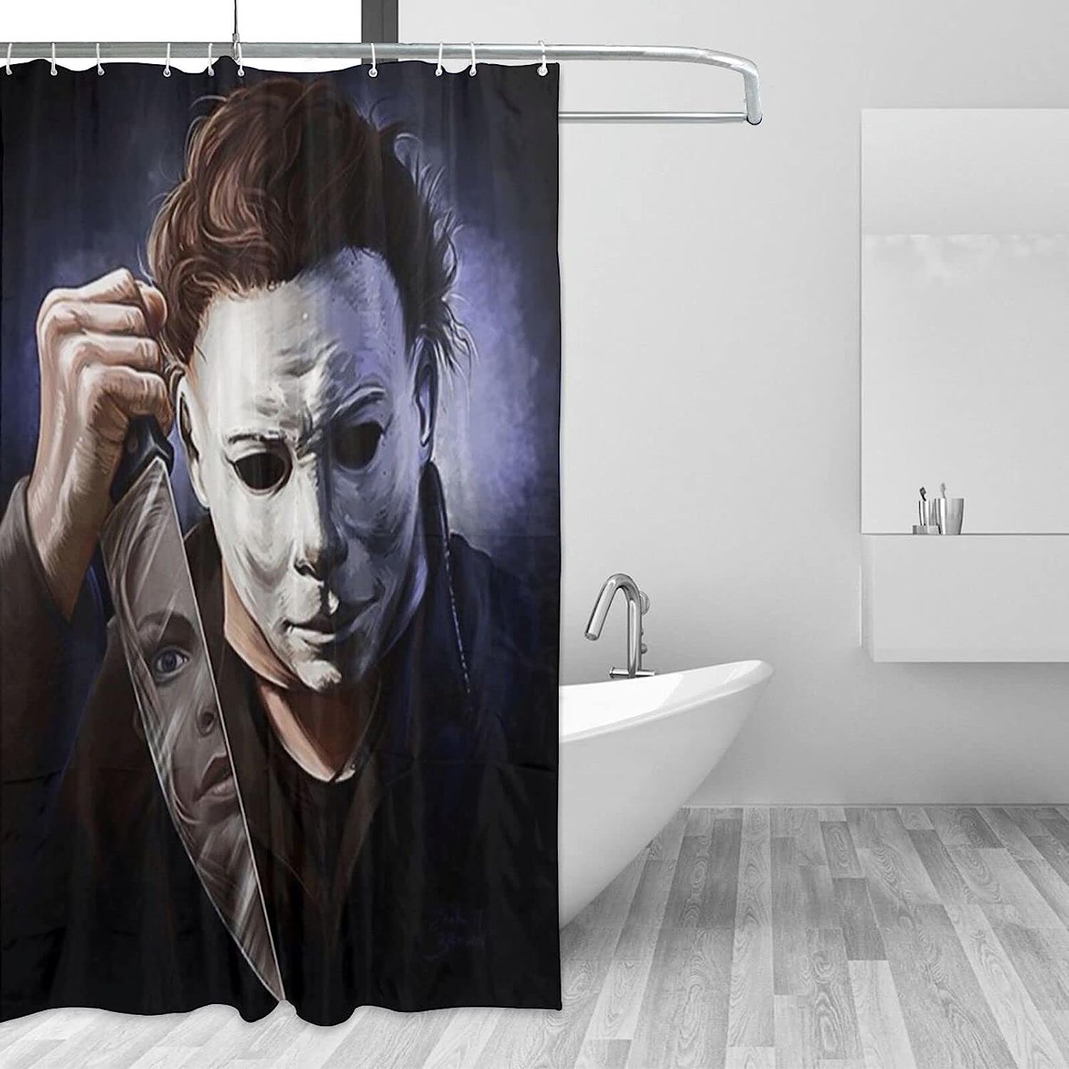 Horror Michael Myers Shower Curtain for Spooky Bathroom Dcor