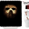 Horror Movie Themed Halloween Shower Curtain - Scary Jason Voorhees Friday 13Th With Toilet Stickers