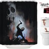 Horror Movie Themed Halloween Shower Curtain - Scary Michael Myers With 2 Postcards And Gift