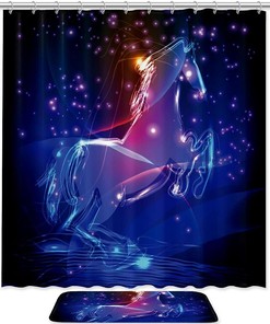 Horse Animal Modern Shower Curtain - Double Glide Hooks Included