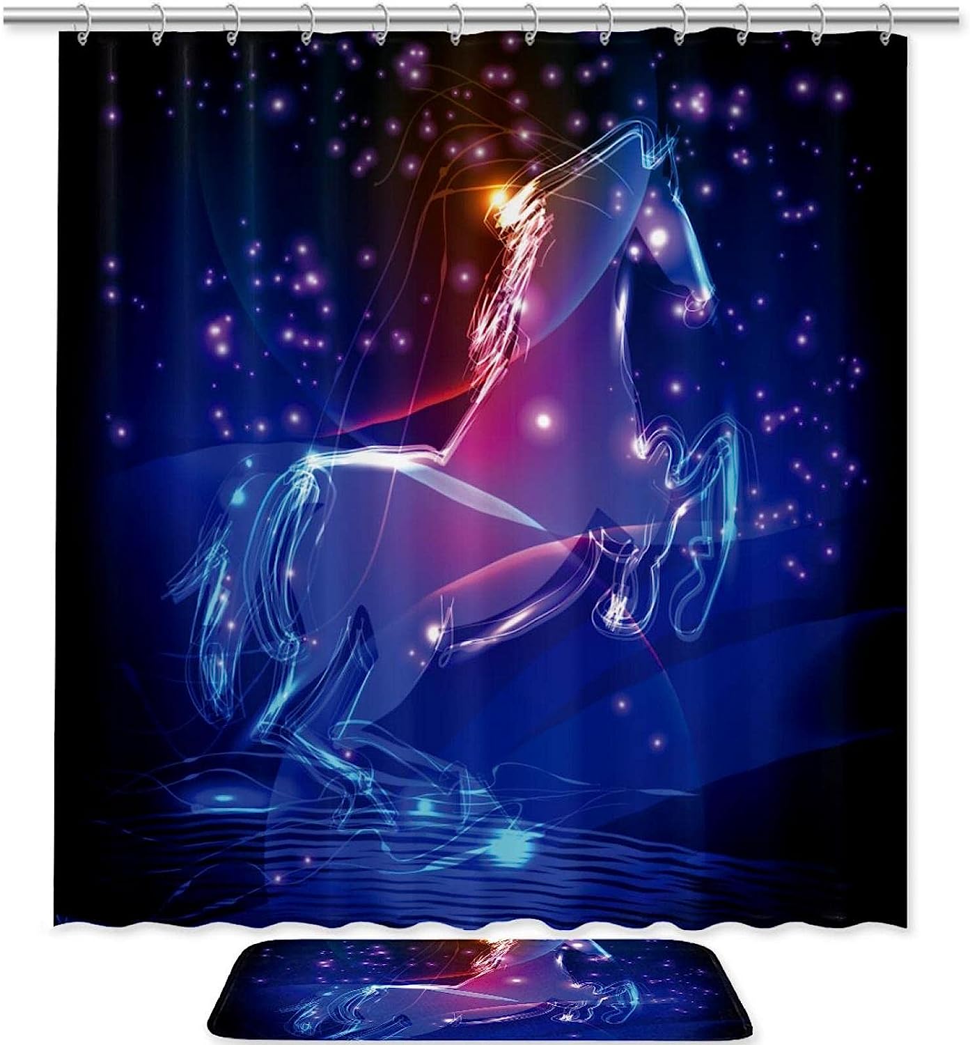 Horse Animal Modern Shower Curtain - Double Glide Hooks Included