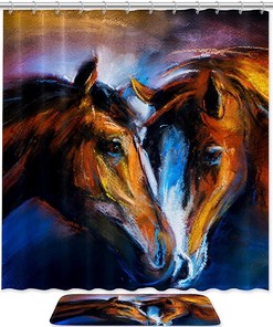 Horse Animal Shower Curtain With Waterproof Bathroom Decor