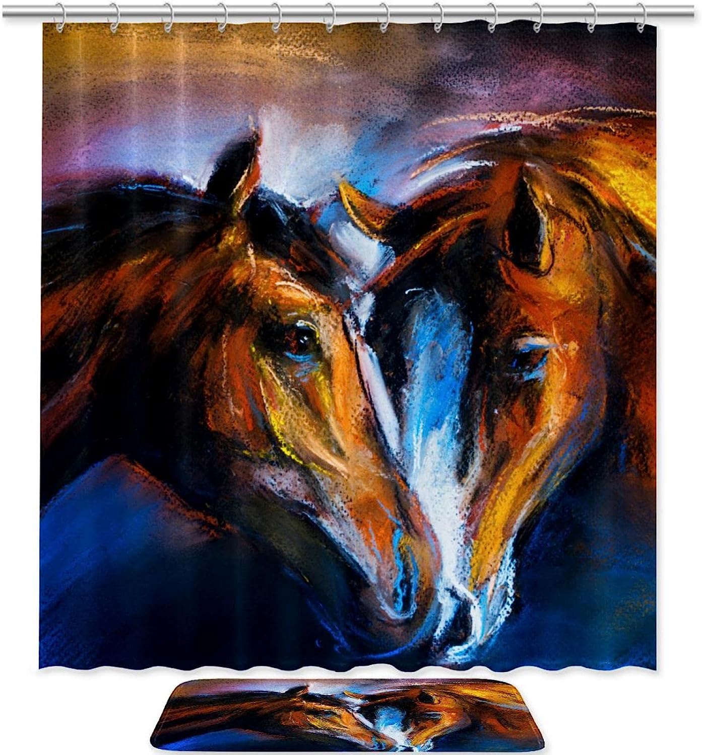 Horse Animal Shower Curtain With Waterproof Bathroom Decor