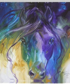 Horse Art Rustic Bathroom Shower Curtain For Animal Themed Decor