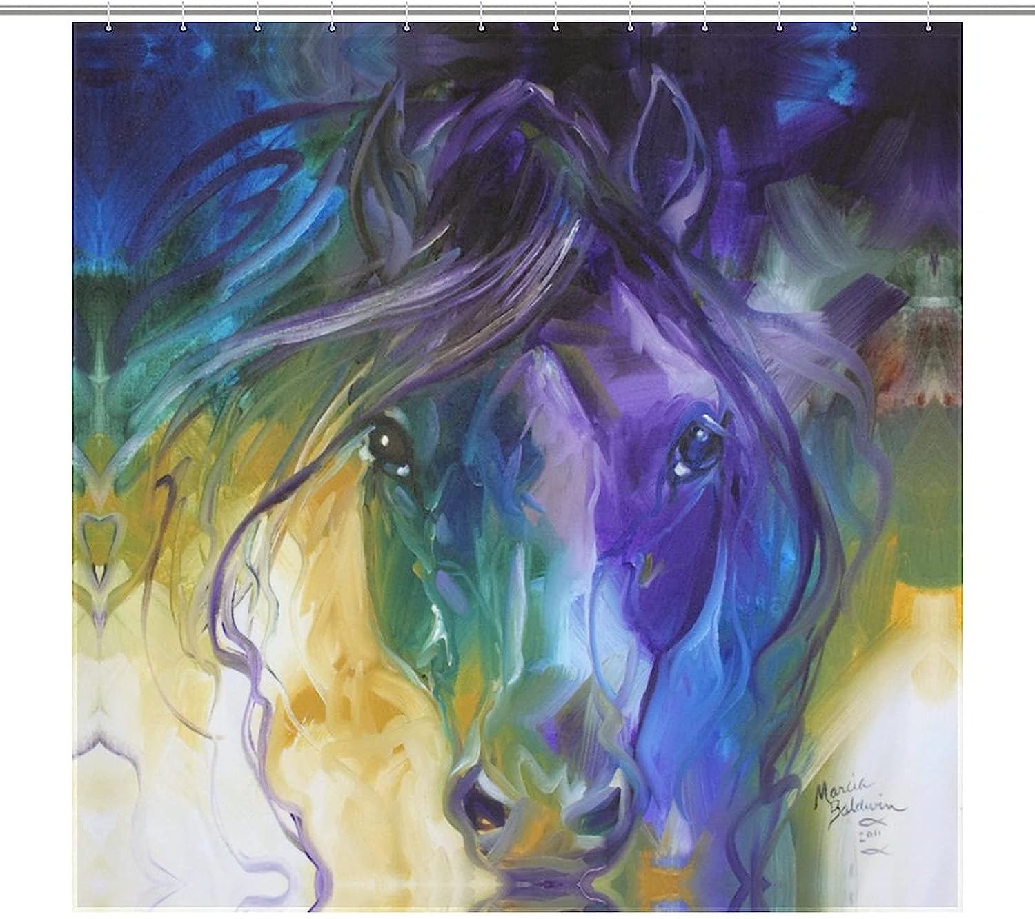 Horse Art Rustic Bathroom Shower Curtain For Animal Themed Decor