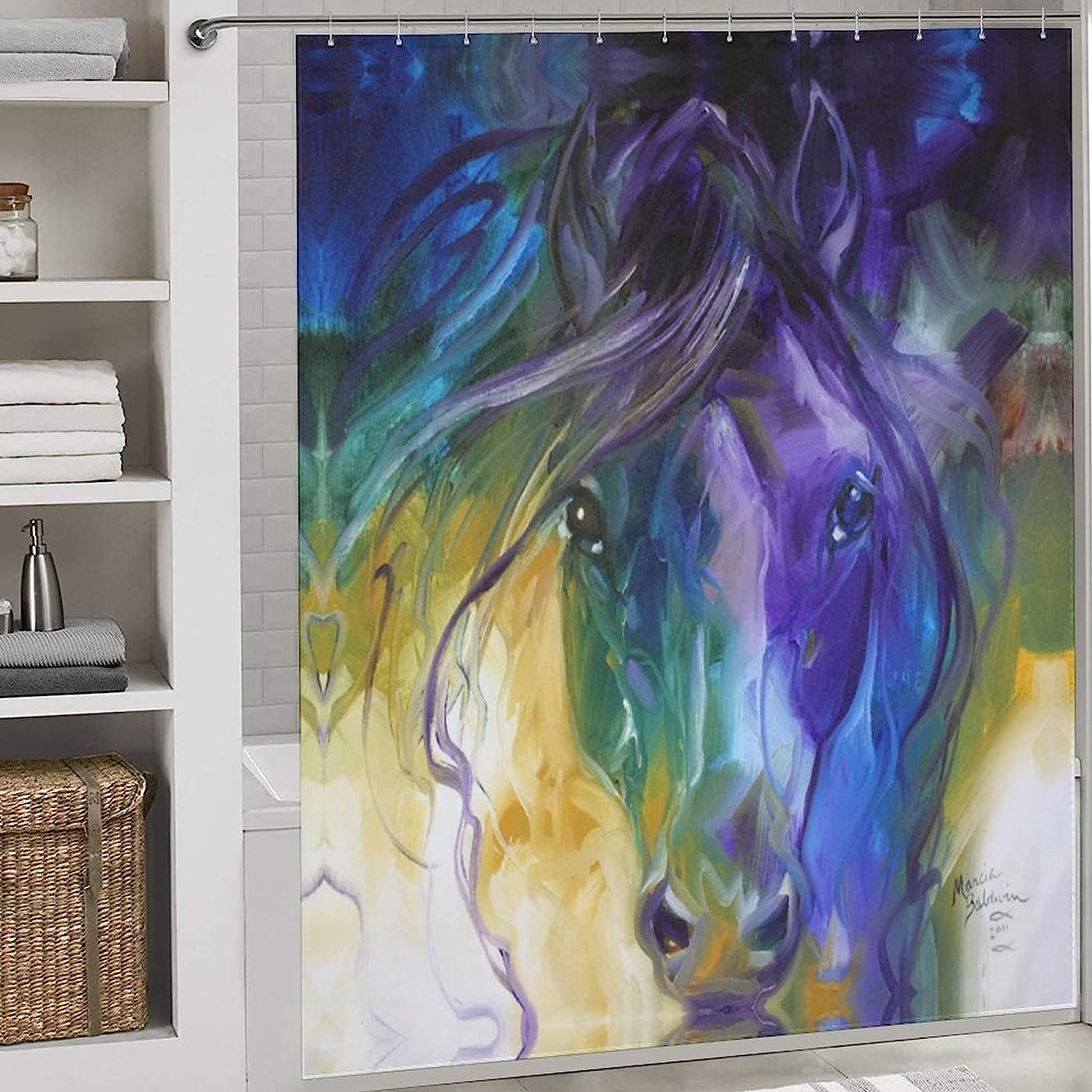 Horse Art Rustic Bathroom Shower Curtain For Animal Themed Decor - Image 3