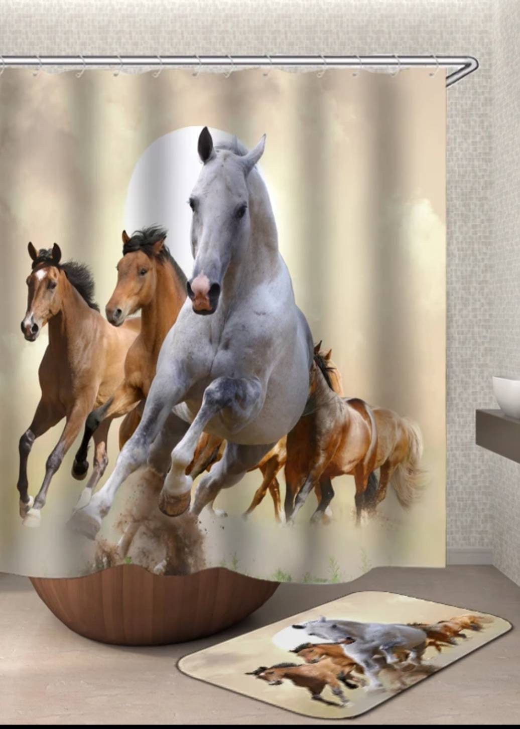 Horse Beauty Shower Curtain - Stunning Scenery for Bathroom Decoration