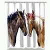 Horse Couple Shower Curtain - Animal And Floral Design - Cute Bathroom Decor 