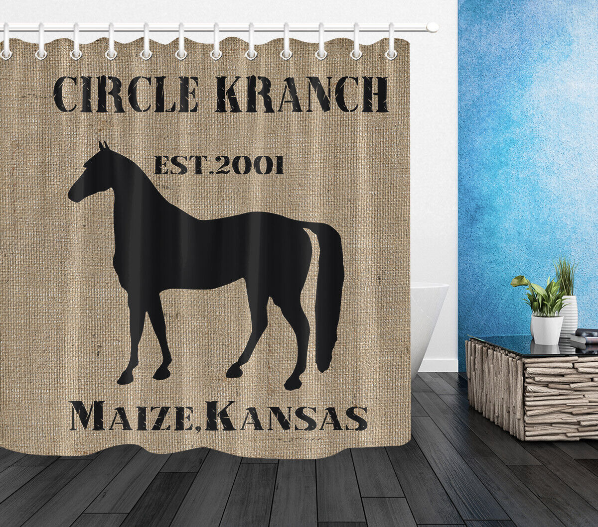 Horse Farm Animal Pattern Print Shower Curtain For Bathroom Decor - Image 2