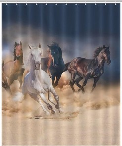 Horse Herd Run In Desert Shower Curtain - Waterproof Bath Curtain For Decoration