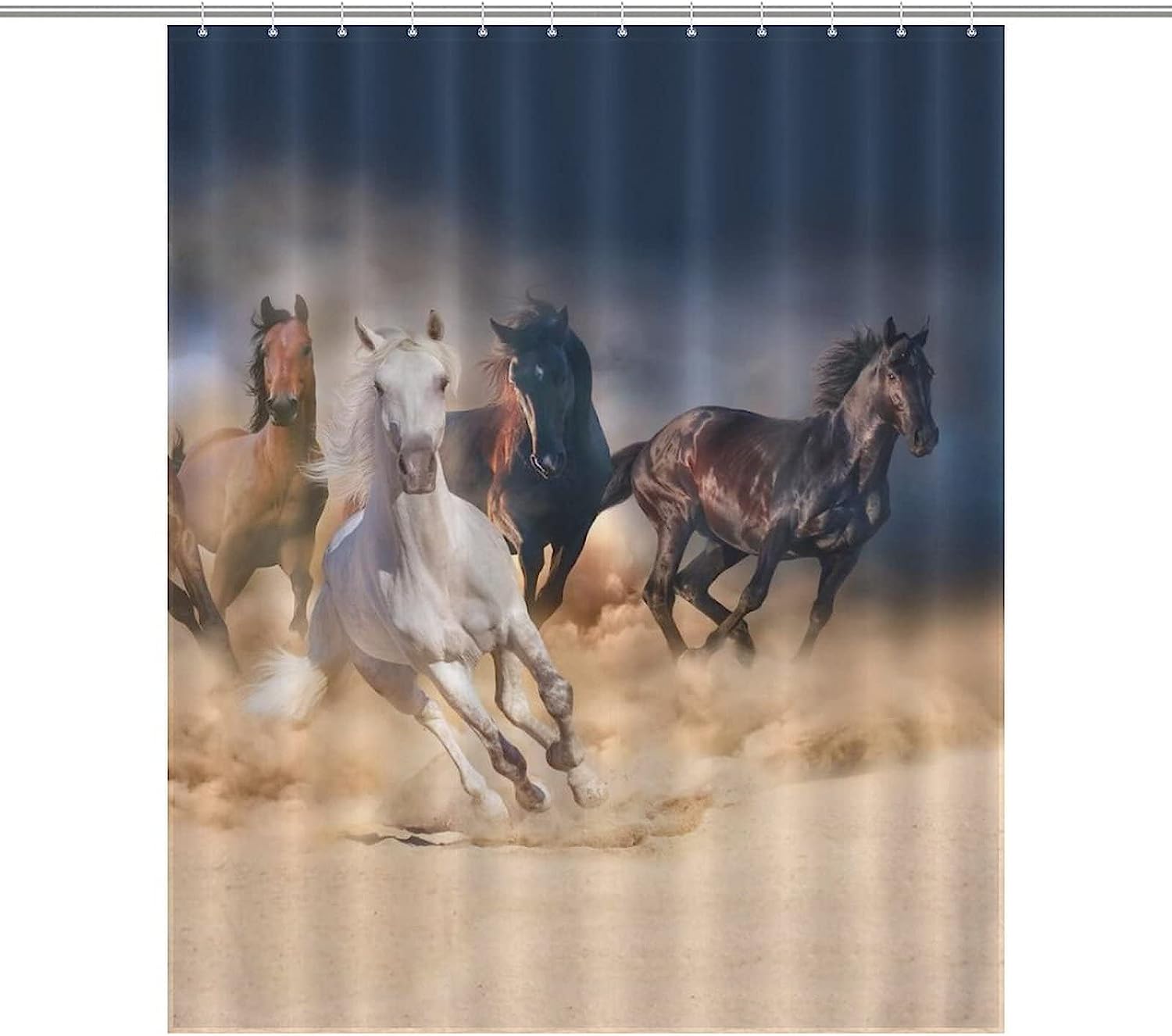 Horse Herd Run In Desert Shower Curtain - Waterproof Bath Curtain For Decoration
