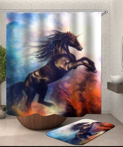 Horse Herd Shower Curtain - Scenic Country-Style Bathroom Decor 