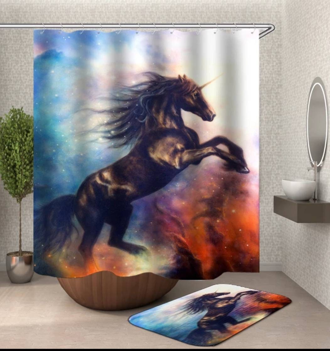 Horse Herd Shower Curtain - Scenic Country-Style Bathroom Decor