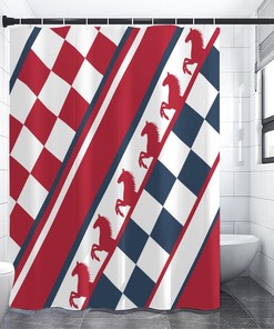 Horse Lover Checker Shower Curtain - Equestrian Themed Bathroom Decor