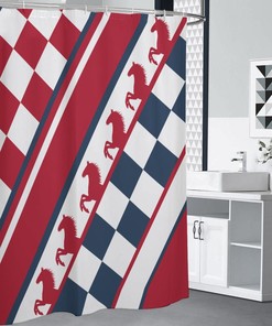 Horse Lover Checker Shower Curtain - Equestrian Themed Bathroom Decor