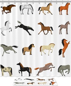 Horse Pattern Animal Shower Curtain For Bathroom Showers, Stalls, And Bathtubs