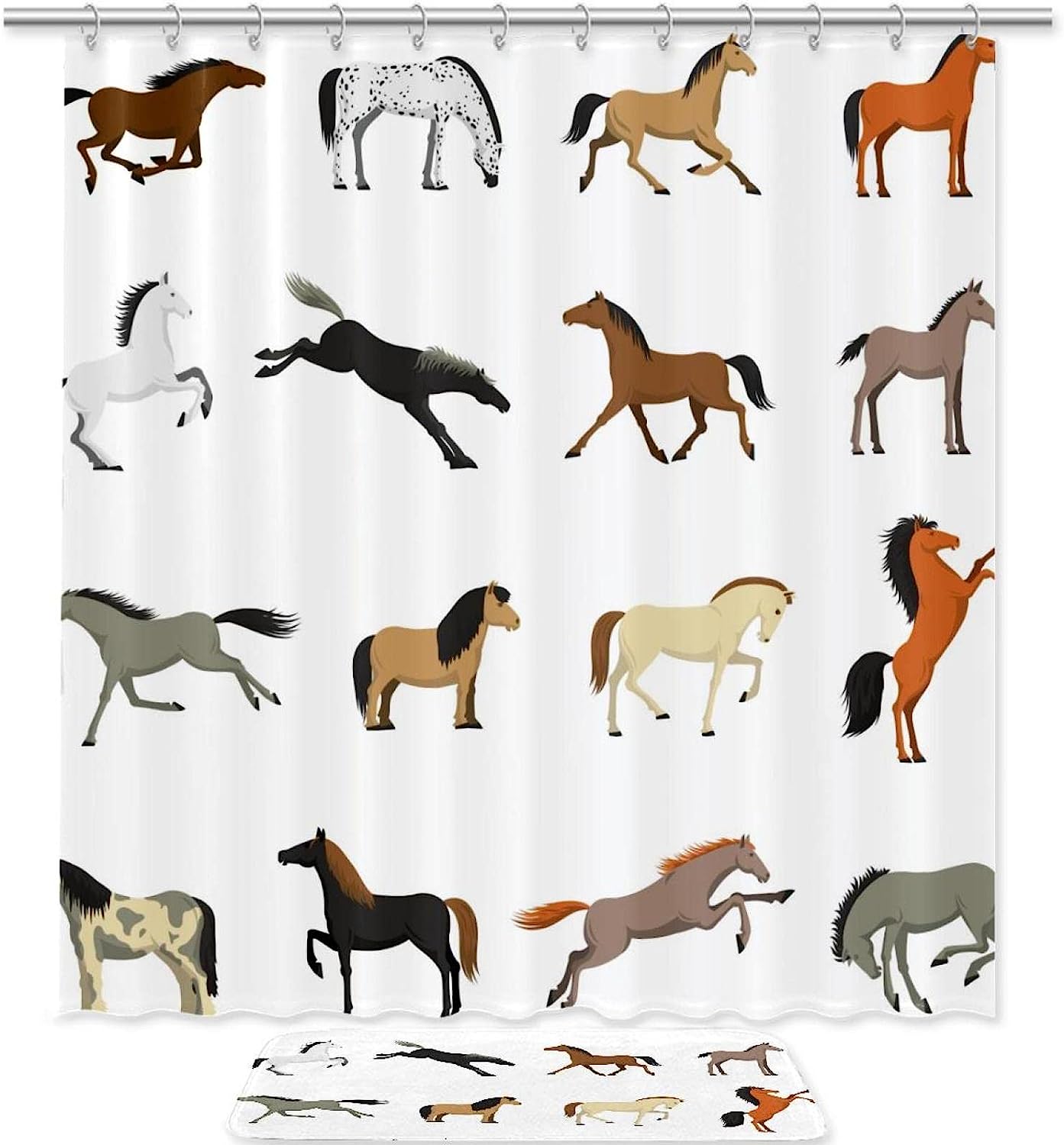 Horse Pattern Animal Shower Curtain For Bathroom Showers, Stalls, And Bathtubs