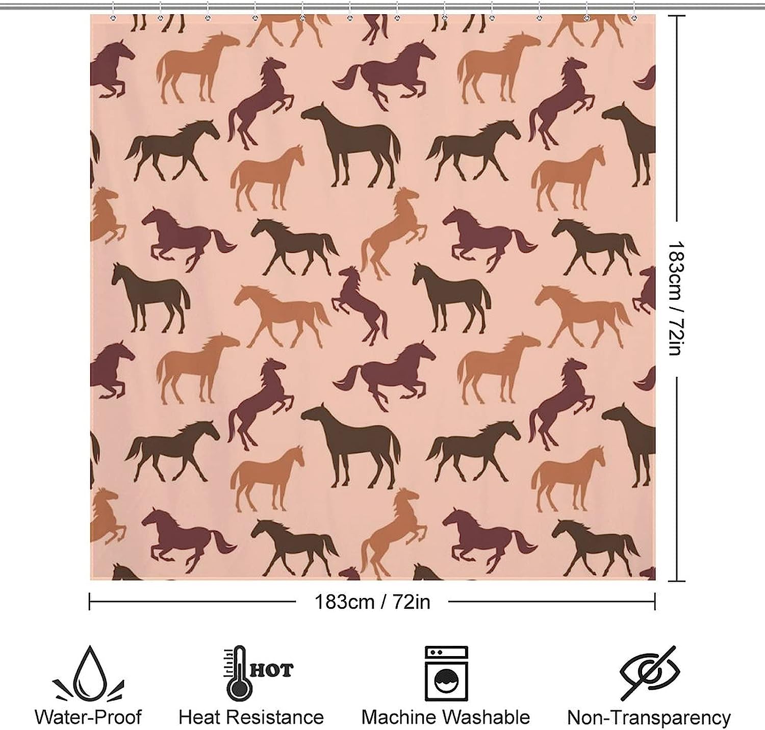 Horse Pattern Shower Curtain - Fashionable Bath Decor