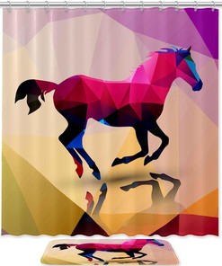 Horse Polygons Shower Curtain Mat - Bathroom Shower Accessory