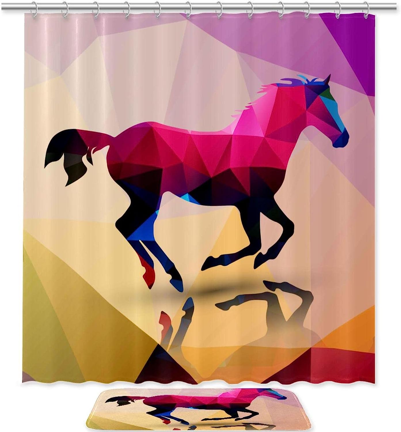 Horse Polygons Shower Curtain Mat - Bathroom Shower Accessory