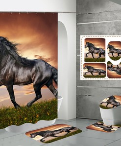 Horse Prairie Animal Print Shower Curtain - Rustic Bathroom Decor