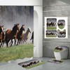 Horse Prairie Forest Print Shower Curtain - Rustic Bathroom Decor 