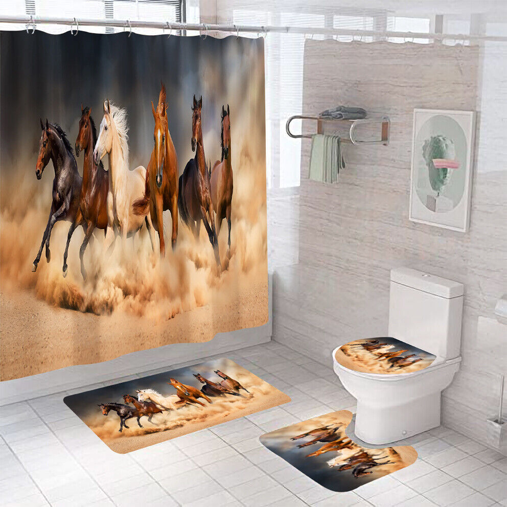 Horse Print Shower Curtain for Bathroom Cover for a Country and Rustic Bathroom Decor