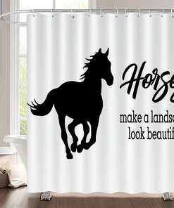 Horse Quote Black and White Shower Curtain - Funny Bathroom Decor
