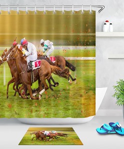 Horse Racing Themed Waterproof Fabric Shower Curtain For Bathroom