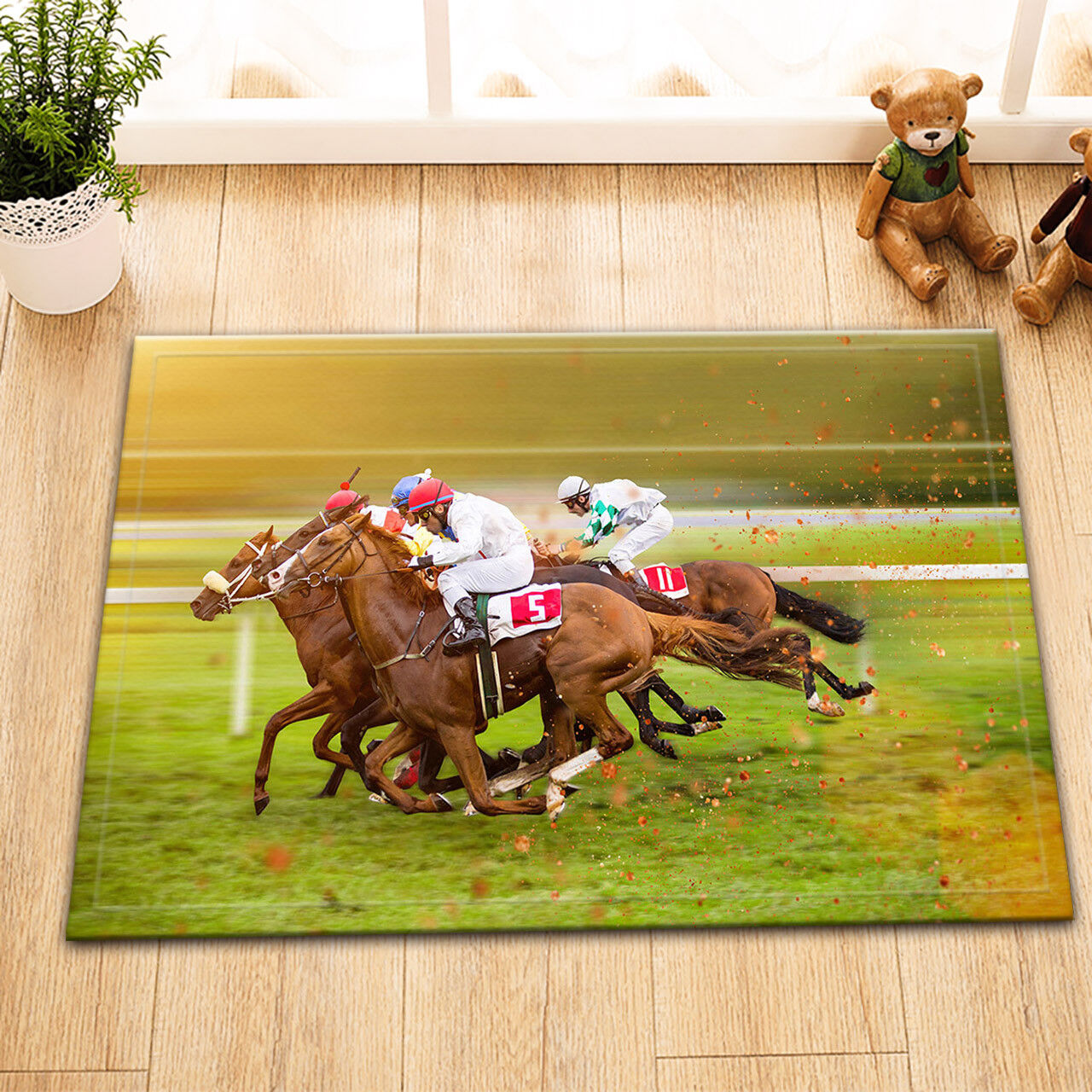 Horse Racing Themed Waterproof Fabric Shower Curtain For Bathroom - Image 2