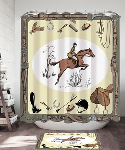 Horse Riding Shower Curtain - Equestrian Bathroom Decor