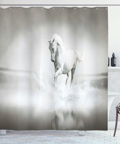 Horse Running Through Water - Motivational Wild Animal Shower Curtain