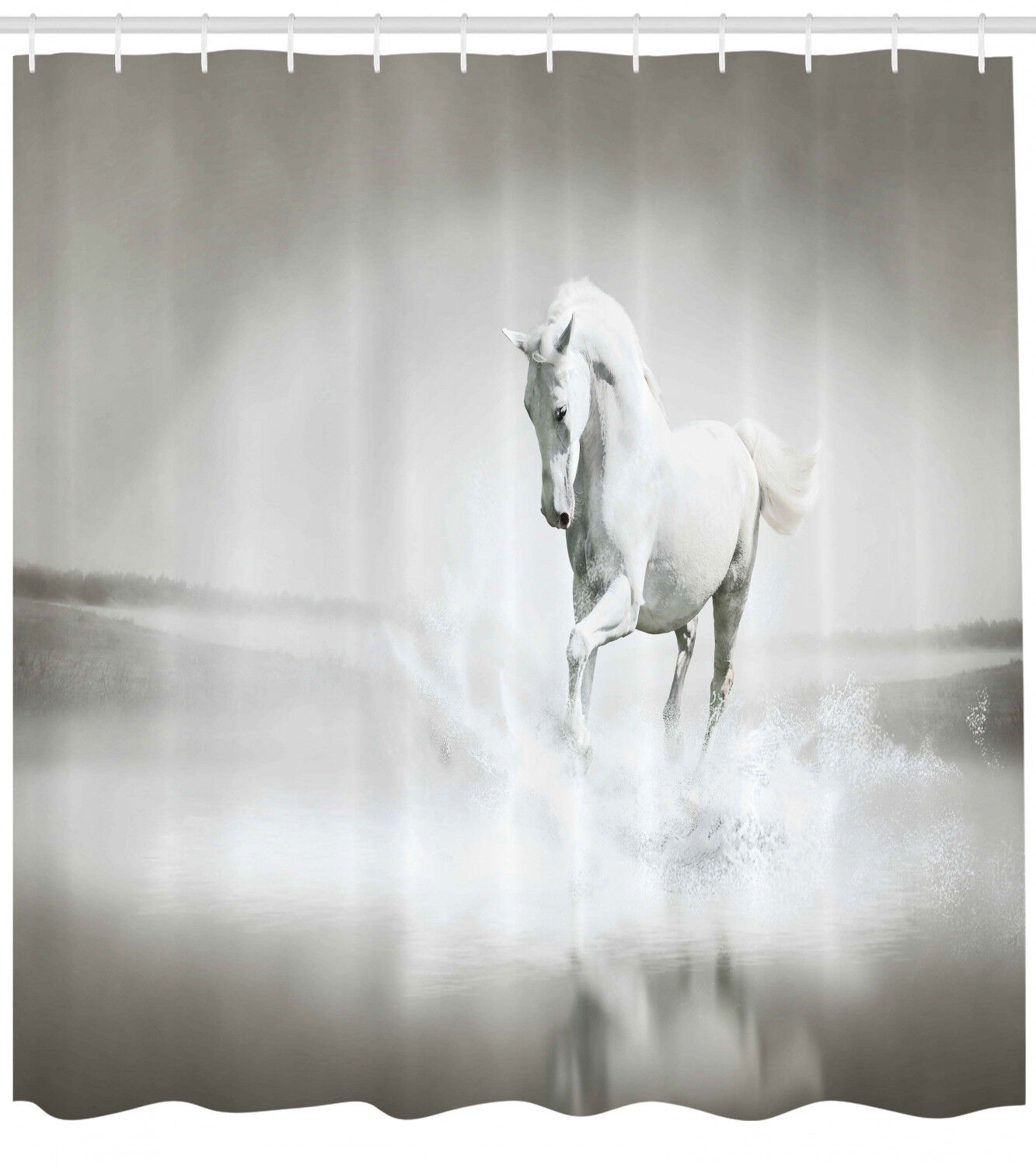 Horse Running Through Water - Motivational Wild Animal Shower Curtain