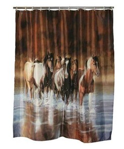 Horse Shower Curtain - Country Western Style Bathroom Decor 