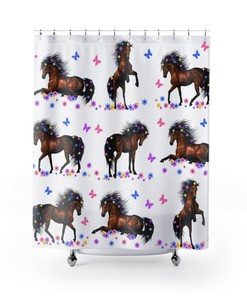 Horse Shower Curtain - Girls Bathroom Decor