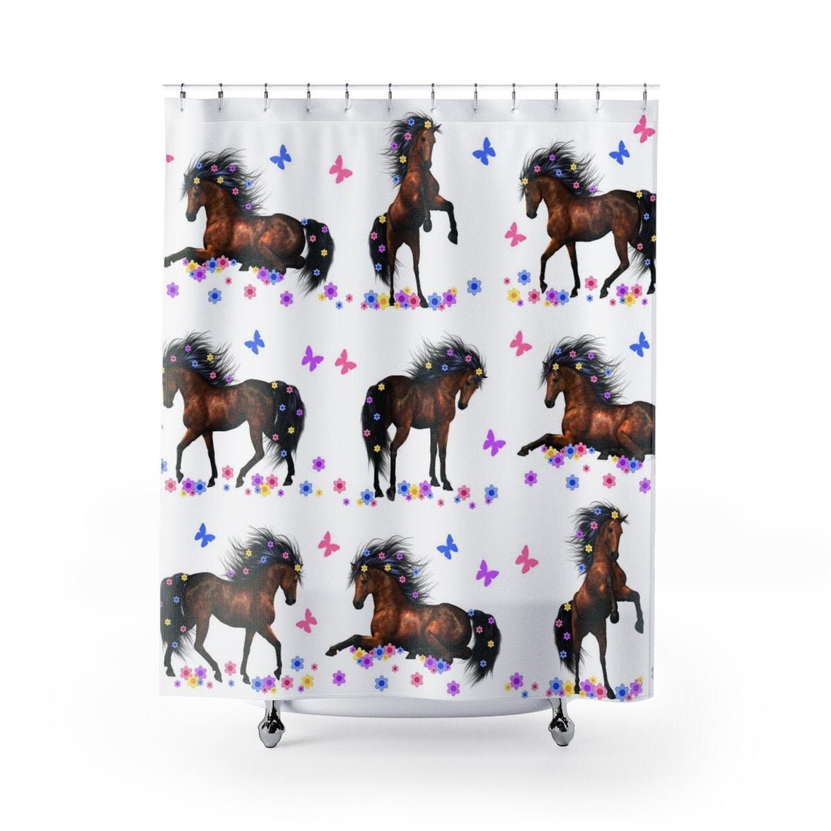 Horse Shower Curtain - Girls Bathroom Decor