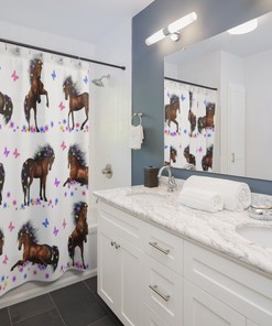 Horse Shower Curtain - Girls Bathroom Decor