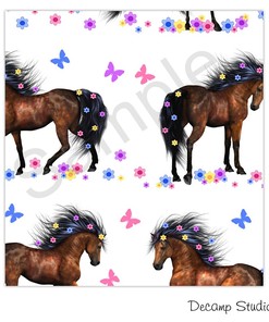 Horse Shower Curtain - Girls Bathroom Decor