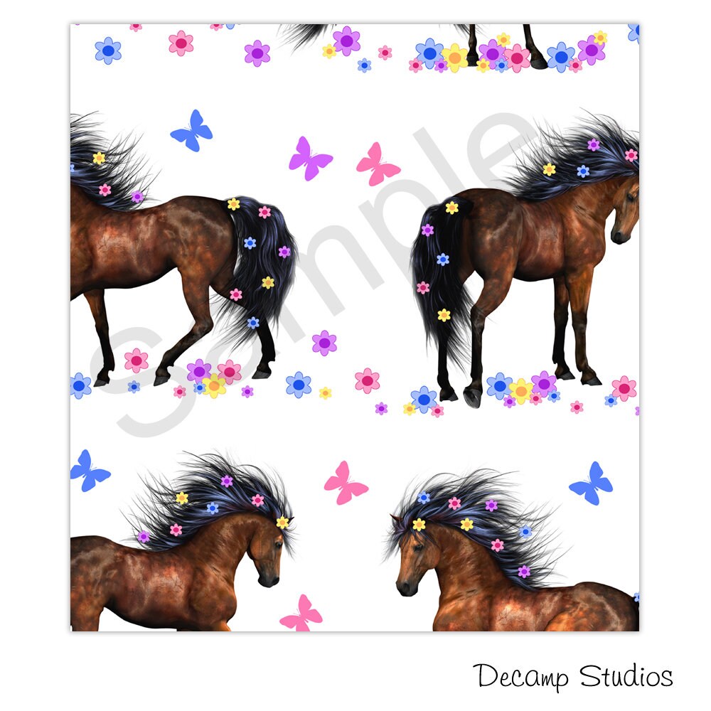 Horse Shower Curtain - Girls Bathroom Decor