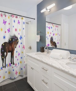Horse Shower Curtain - Girls Bathroom Room Decor - Horse Lover Gift